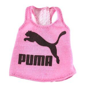 Barbie Puma Racerback Tank Top Clothing Pink & Black Athletic Work Out Shirt